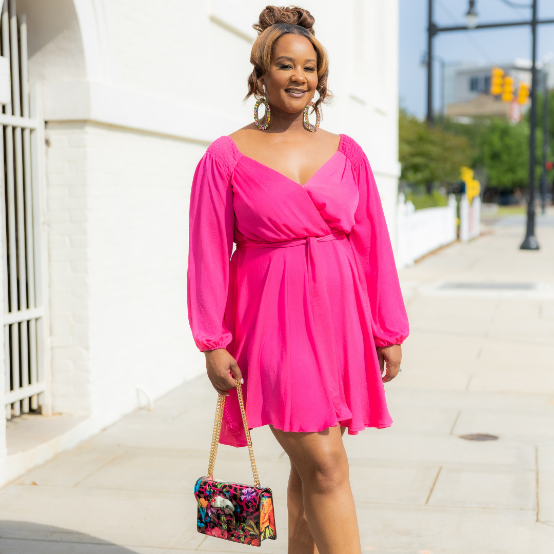 The V-neck Flare Dress – Pink Accessories