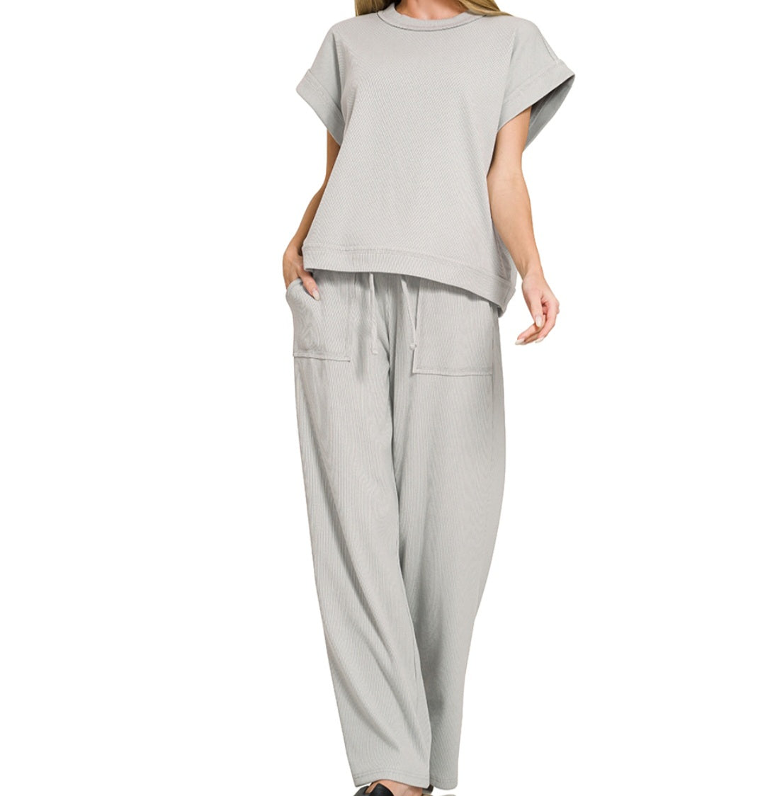 Ribbed Relaxed Pant Set
