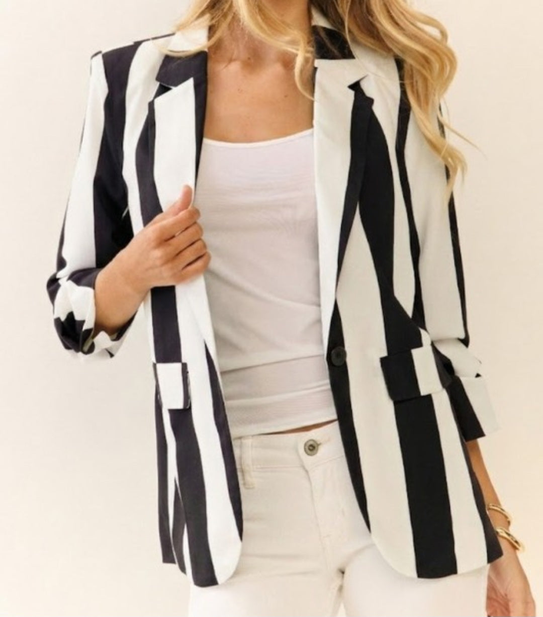 Striped Scrunch Blazer