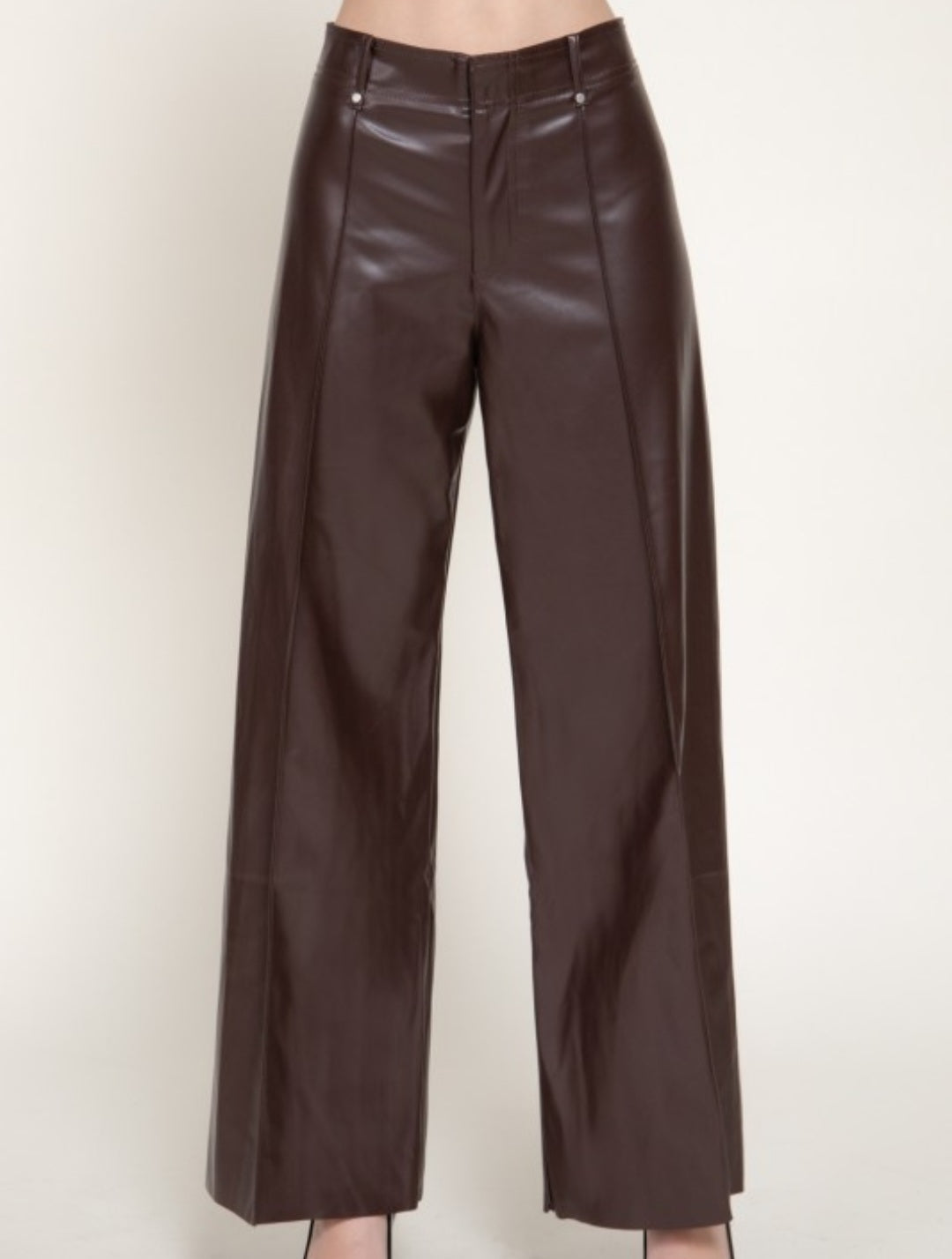 Exposed Seam Leather Pants