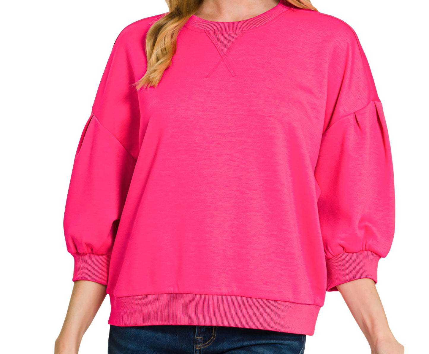Puff Sleeve Scuba Blouse