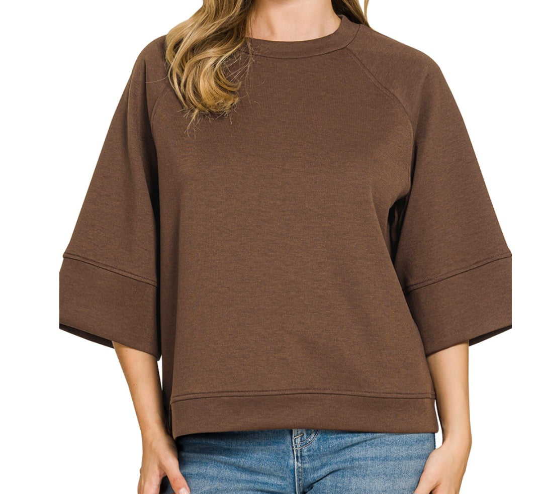 Scuba 3/4 Sleeve Blouse
