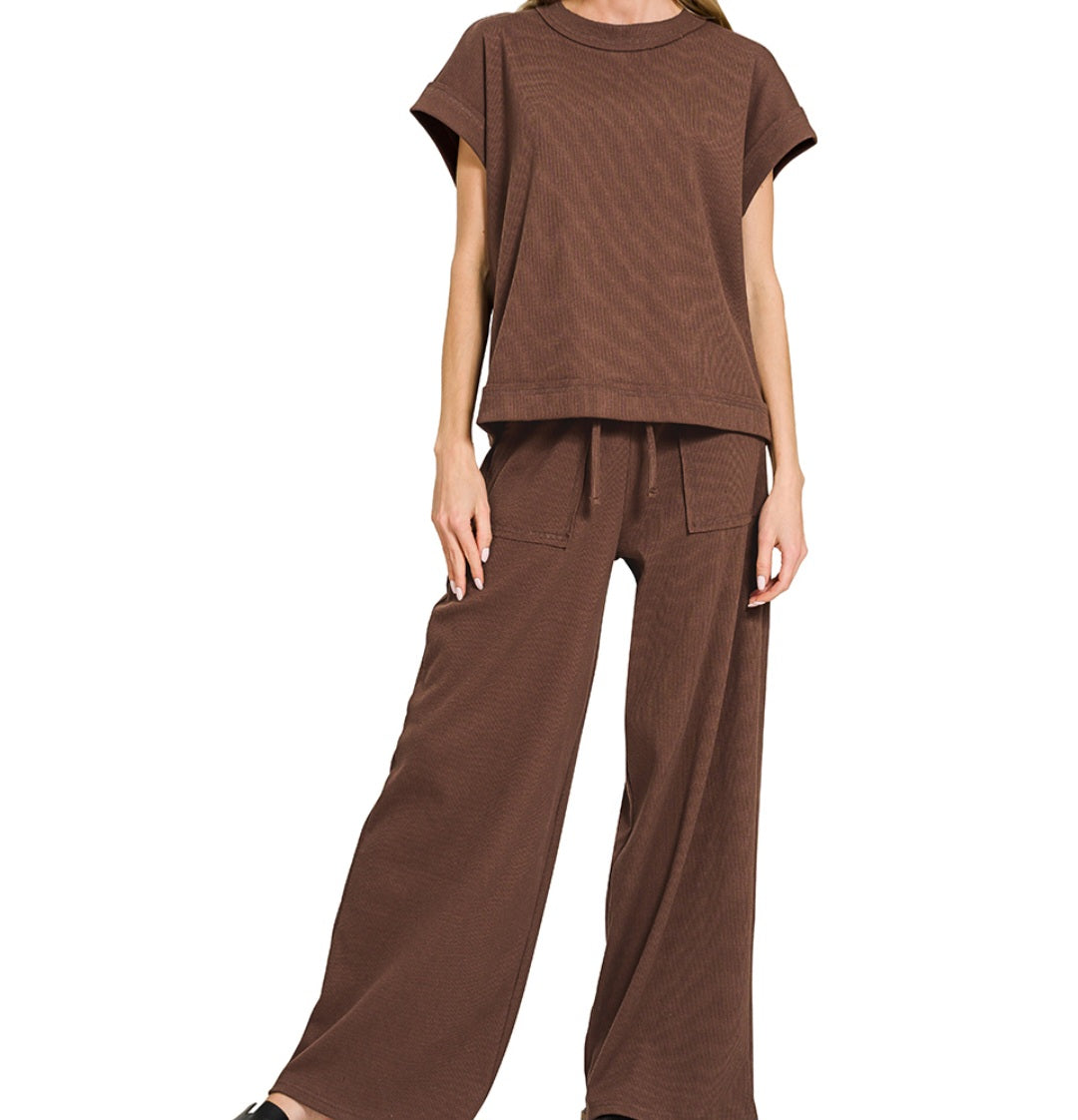 Ribbed Relaxed Pant Set
