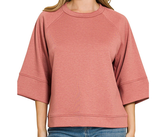 Scuba 3/4 Sleeve Blouse