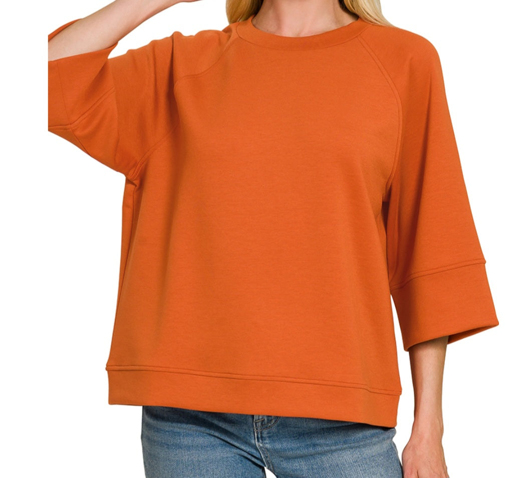 Scuba 3/4 Sleeve Blouse