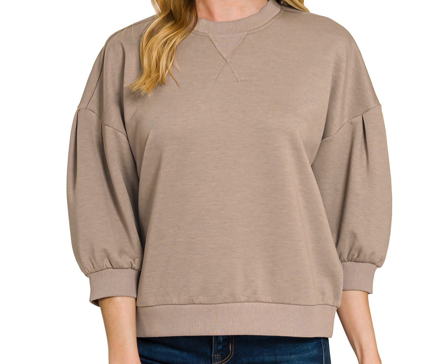 Puff Sleeve Scuba Blouse