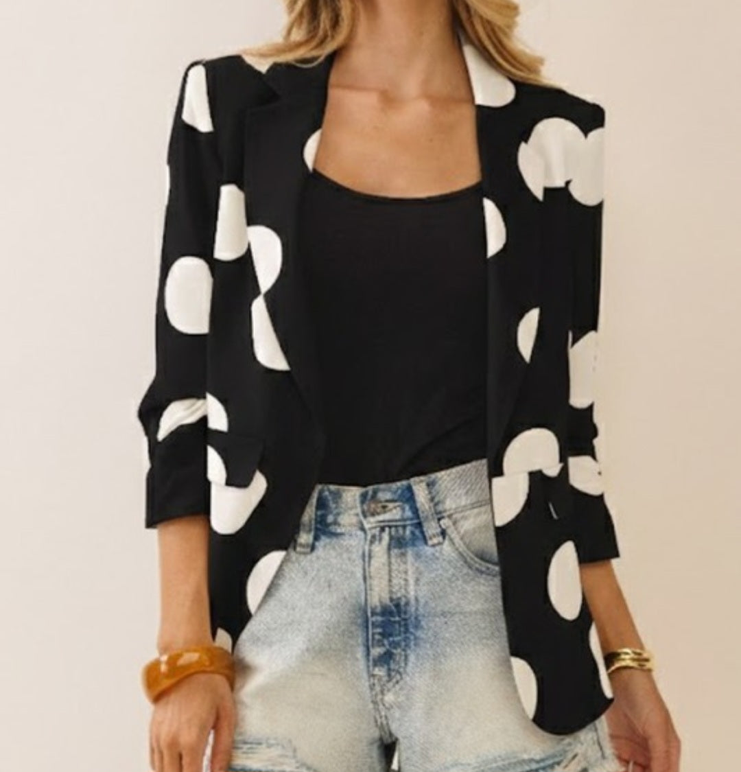 Polka Dot Scrunch Blazer