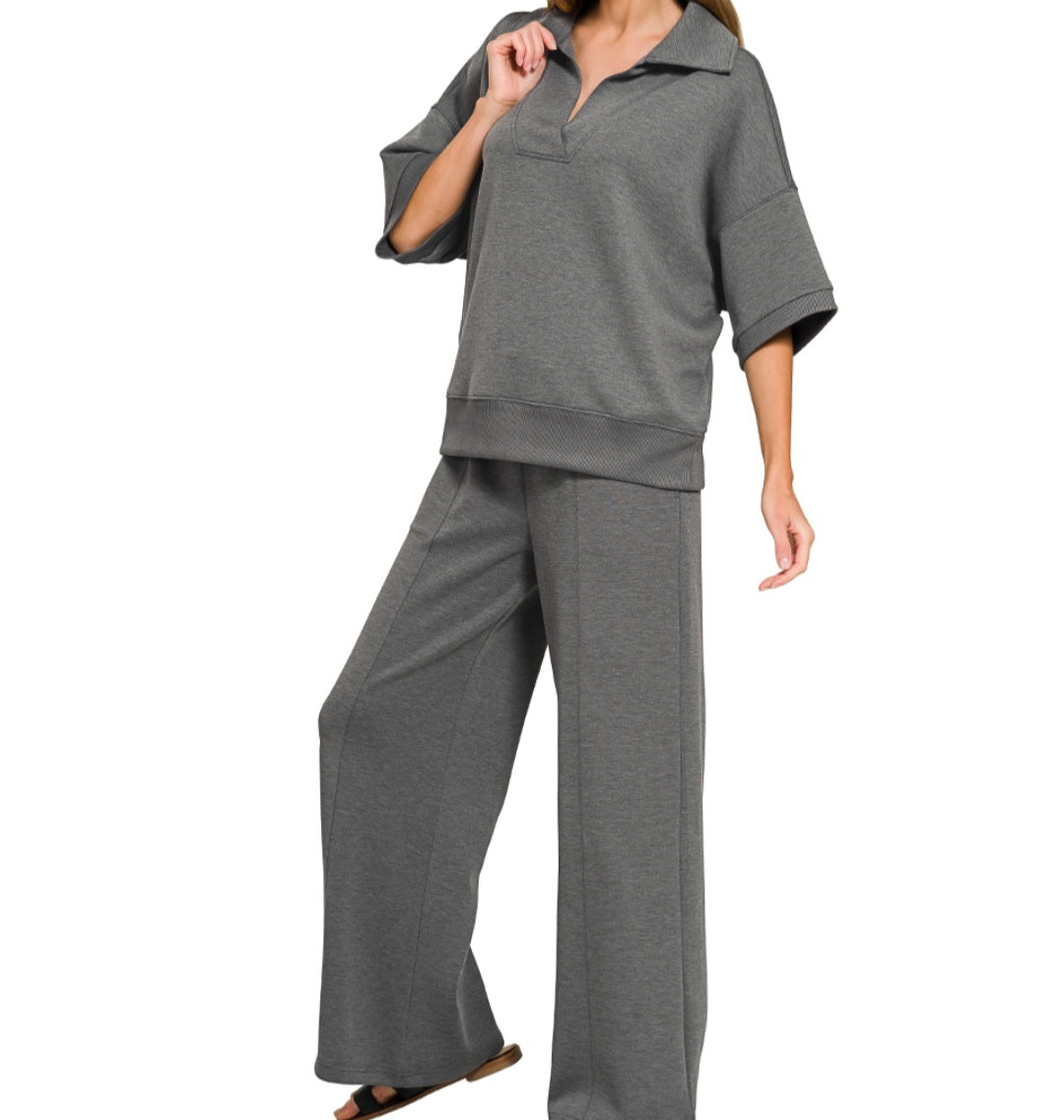 Scuba Exposed Seam Pant Set