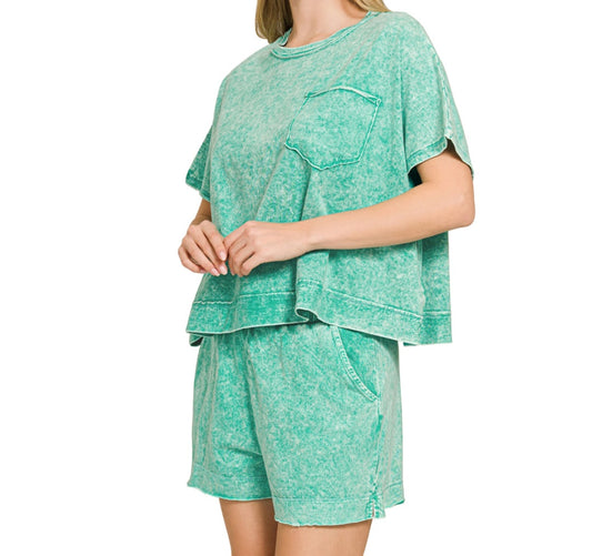 Acid Wash Boxy Top Set