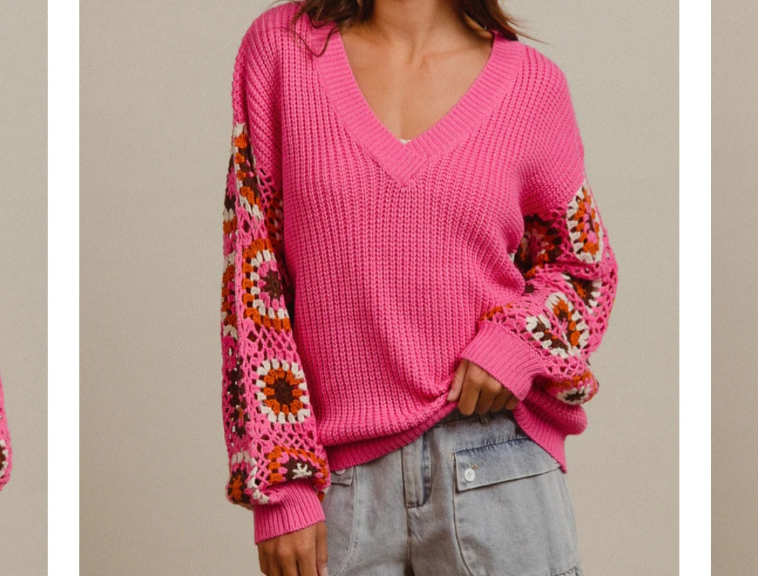 Granny Square V-Neck Sweater