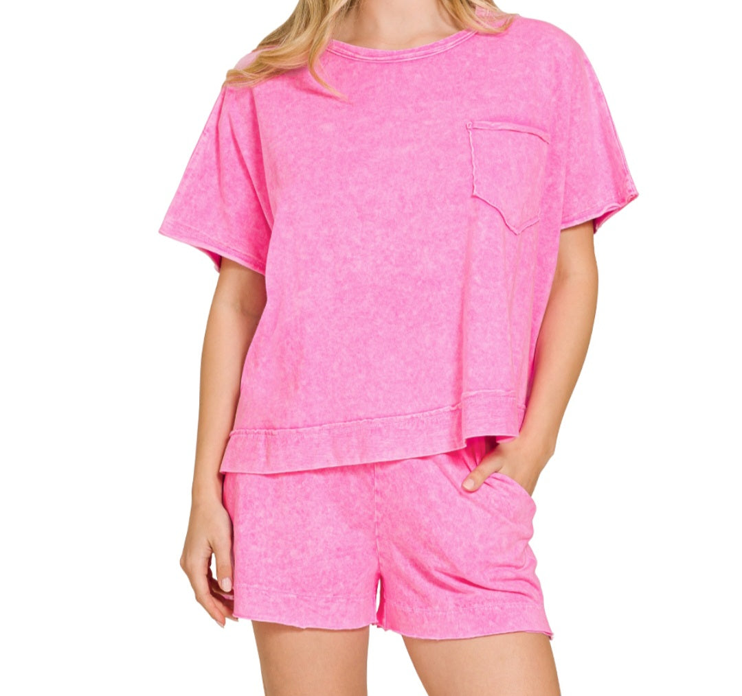 Acid Wash Boxy Top Set