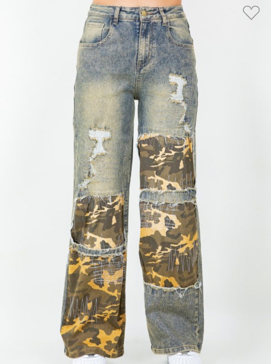 Camouflage Patchwork Jeans