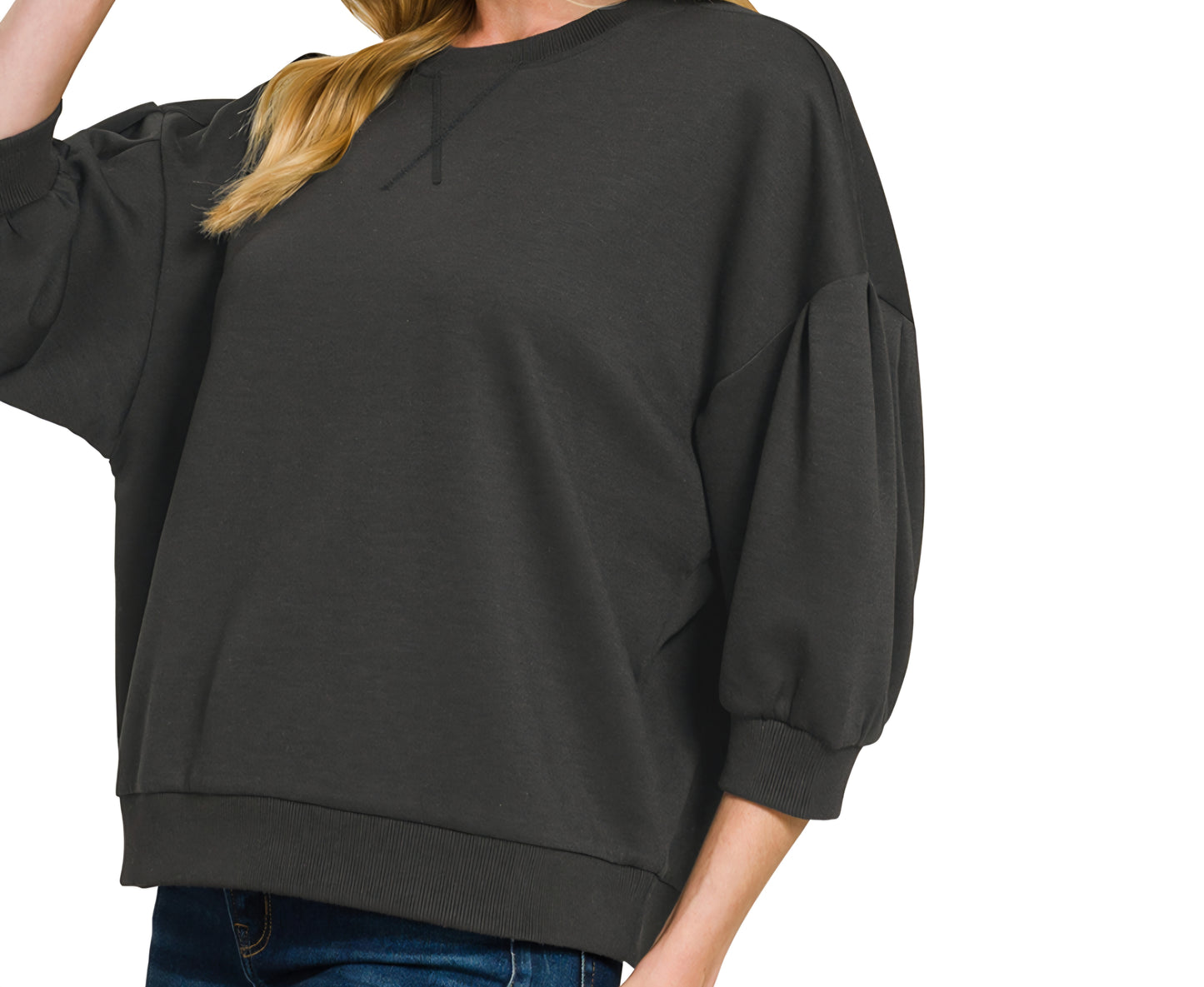 Puff Sleeve Scuba Blouse
