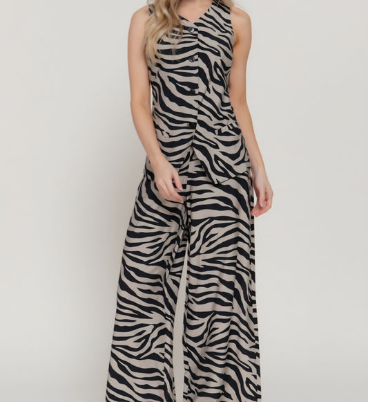 Zebra Print Vest Set