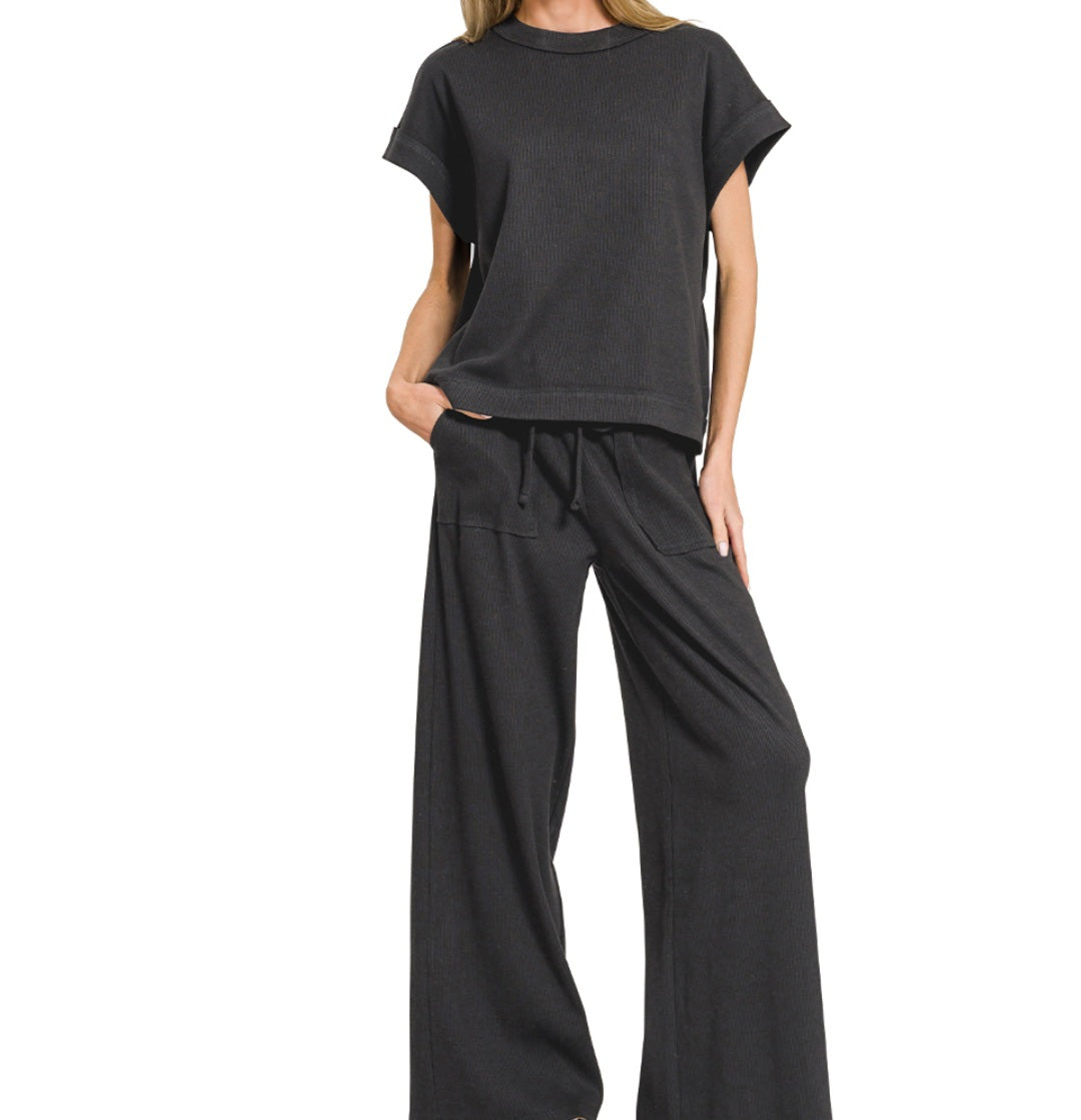 Ribbed Relaxed Pant Set